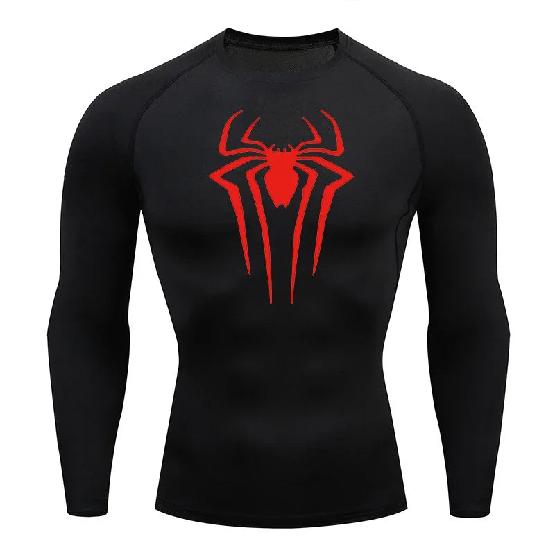 Spider Emblem Long Sleeve Compression Shirt