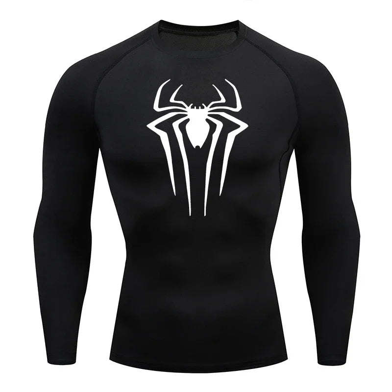 Spider Emblem Long Sleeve Compression Shirt