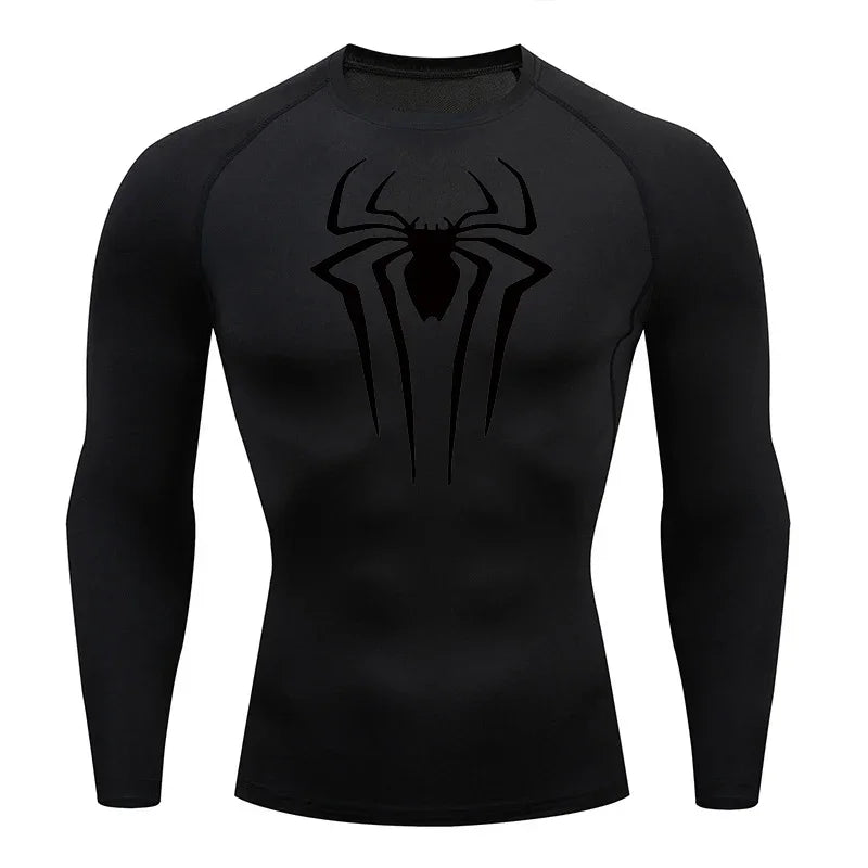 Spider Emblem Long Sleeve Compression Shirt