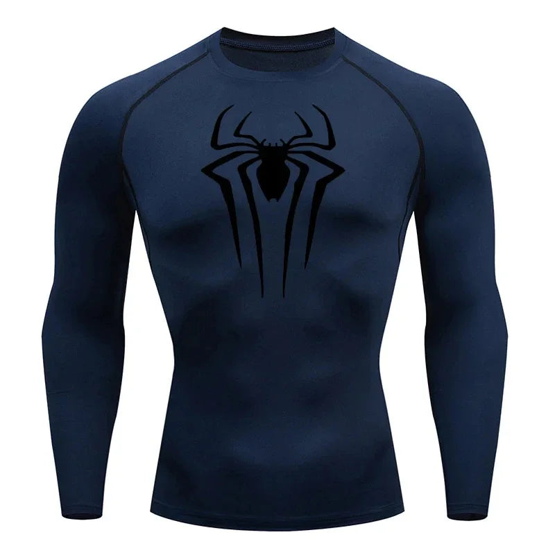 Spider Emblem Long Sleeve Compression Shirt