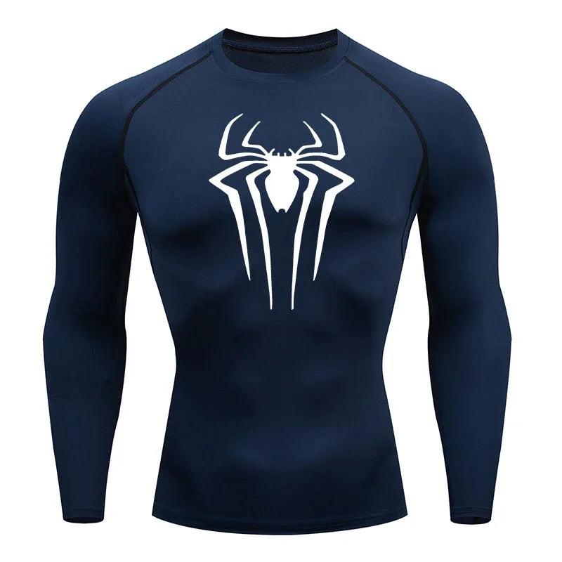 Spider Emblem Long Sleeve Compression Shirt