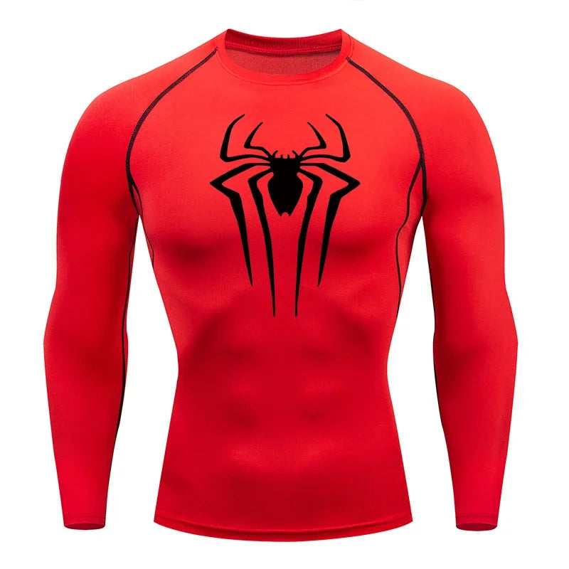 Spider Emblem Long Sleeve Compression Shirt