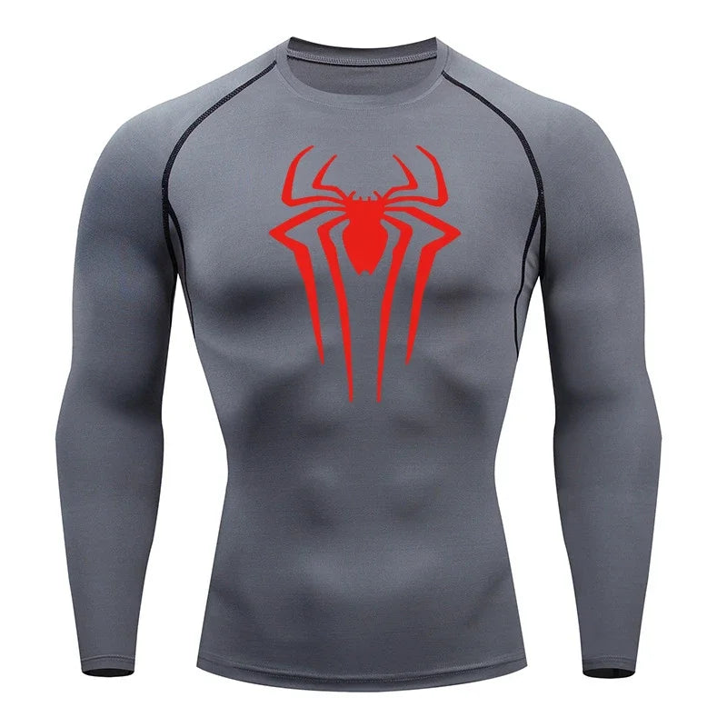Spider Emblem Long Sleeve Compression Shirt