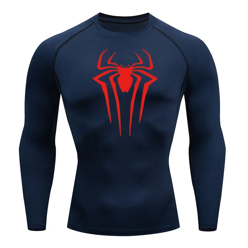 Spider Emblem Long Sleeve Compression Shirt